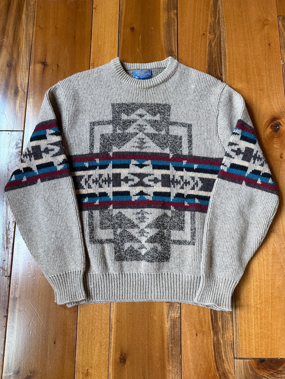 Vintage Pendleton Aztec Southwestern Pattern Wool Crewneck Sweater